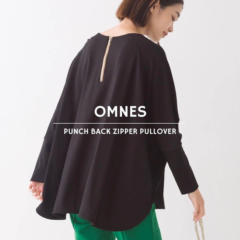 ポンチバックファスナープルオーバー レディース カットソー ラウンドヘム クルーネック カジュアル バックジップ フリーサイズ  ハプティック対象 5,403円