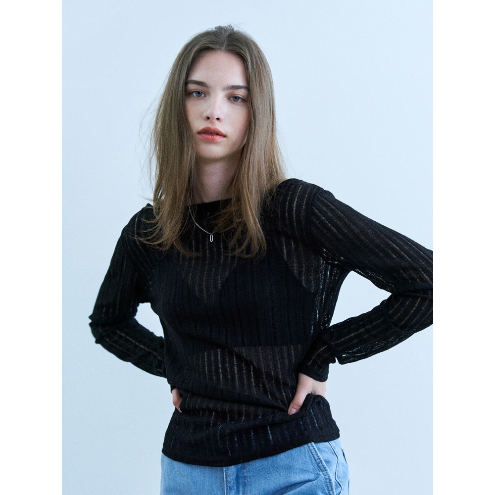 ADAUL シースルーサマーニット ブラック