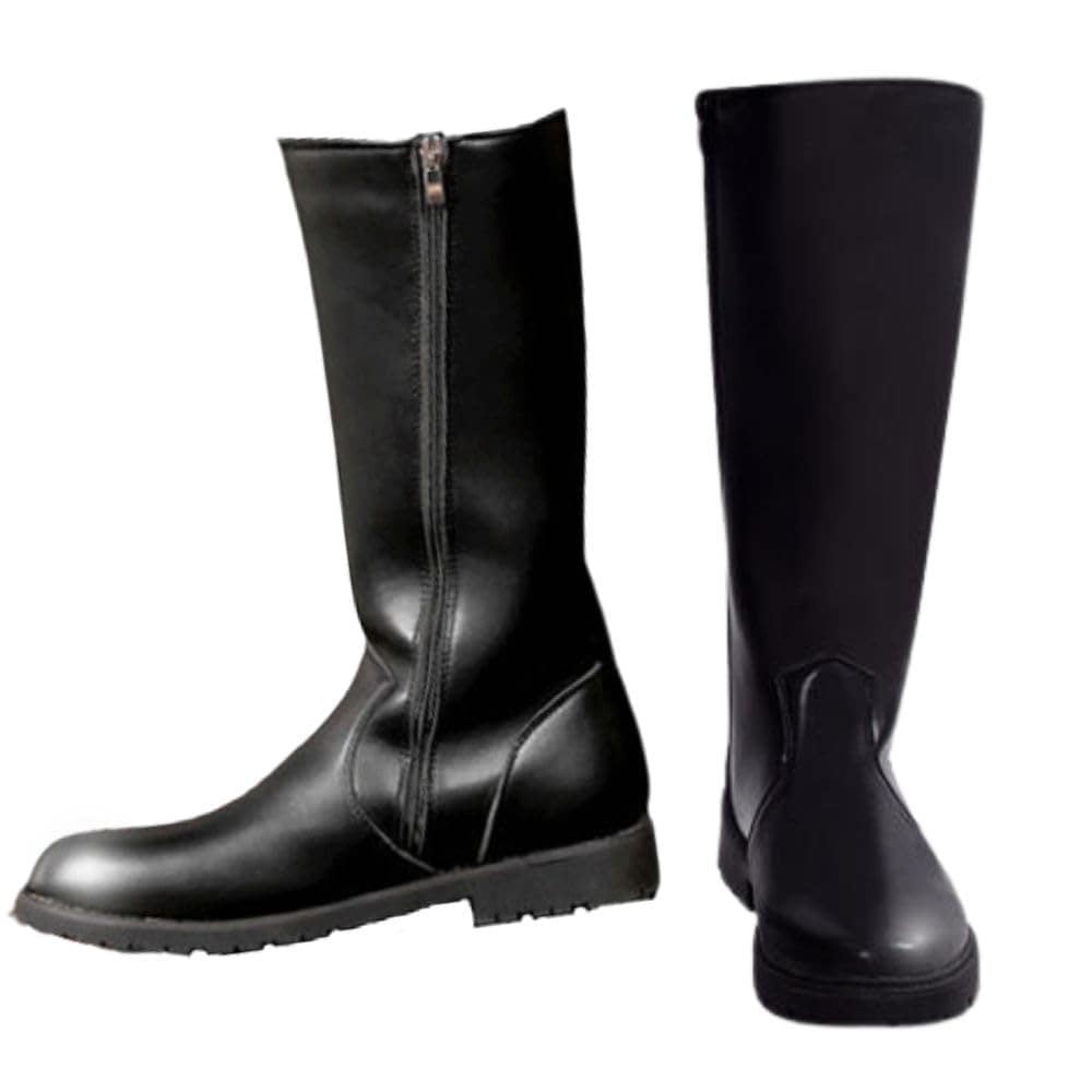 バイク ロング ブーツ メンズ レディース 黒 ライダー 特攻ブーツ 旧車 PUレザー ハイカット ジッパー ファスナー 27cm