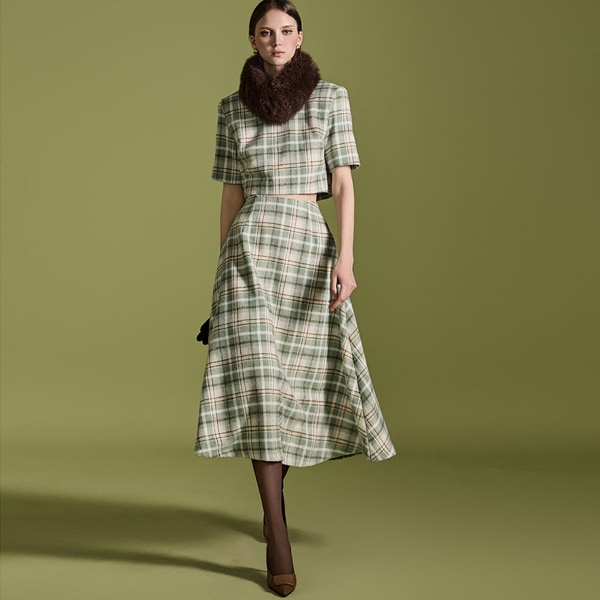 D5146チェックツーピース