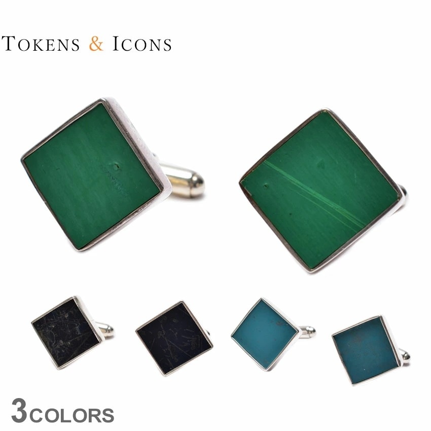 トークン＆アイコン カフスボタン Tokens＆Icons カフリンクス 黒 CUFF LINKS 57P 57E 57Y アクセサリー 野球 ベースボール MLB チーム スクエア プレゼント