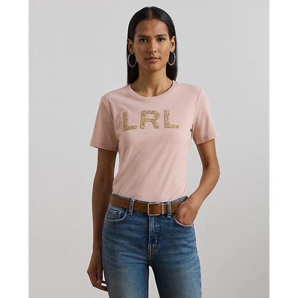 ローレンラルフローレンフレンチノートロゴコットンジャージーTシャツ (WMLRKNISN820290650)