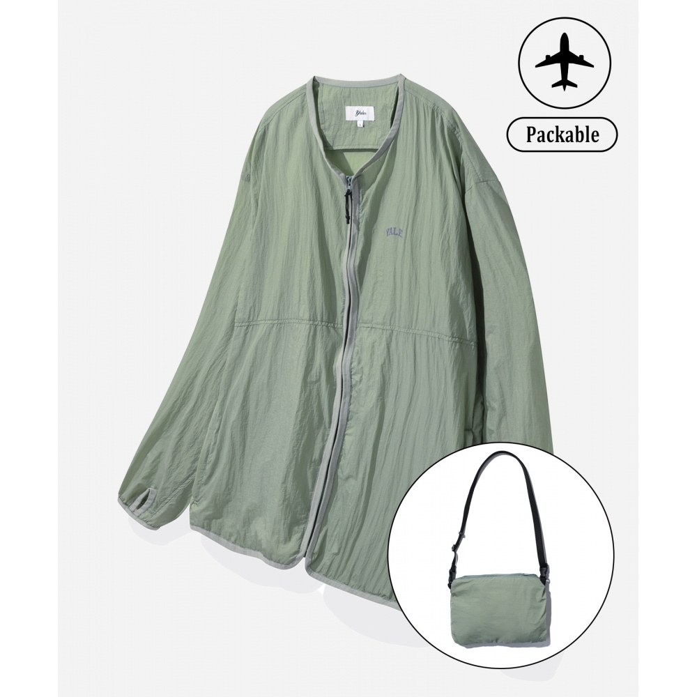 YALE [ワンマイルウェア] コンフォートパッカブルノーカラージャケットペールミント