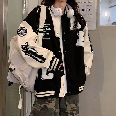 WHO.A.U 韓国 スタジャン WHO A U 韓国 スタジアムジャンパー スタジャン 黒白 - メルカリ