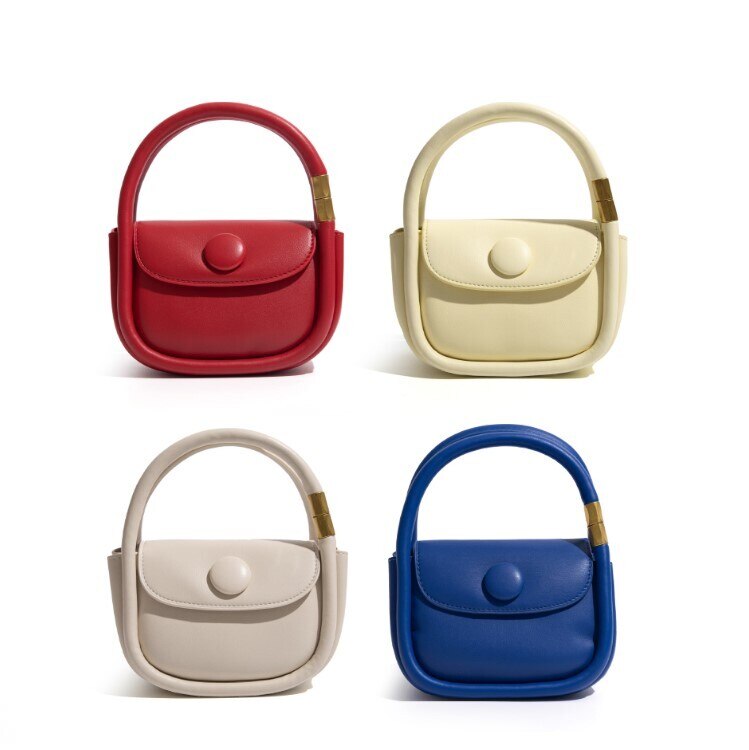 4色 ハンドバッグ レディース 手持ちバッグ 手持ちカバン ミニバッグ 小バッグ 肩掛け 斜めがけ 小さめ 2way かわいい おしゃれ 通勤 旅行 ストラップ ラウンド型 ボタン ミニ 小さい コン