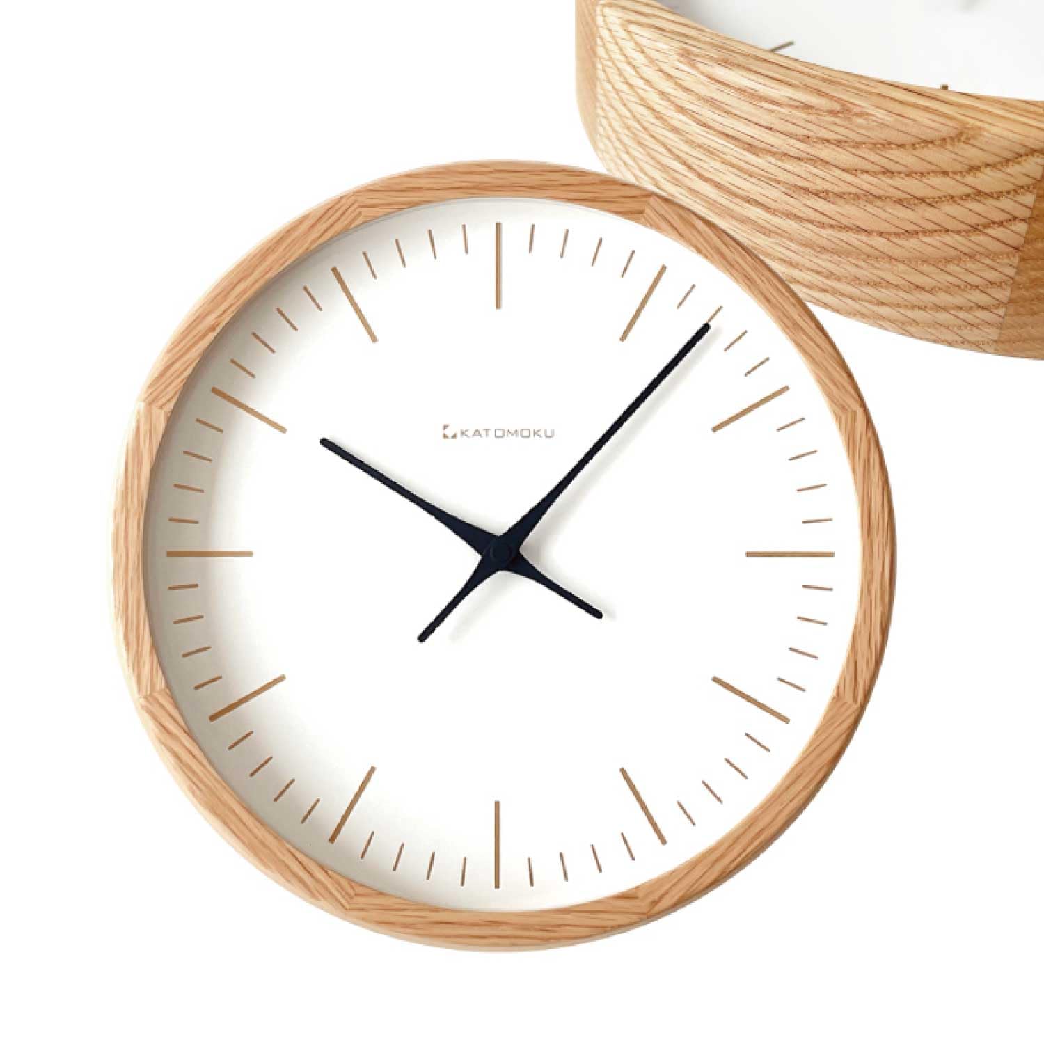 KATOMOKU muku clock 18 オーク 掛け時計 連続秒針 km-129OA φ306mm (クオーツ時計)