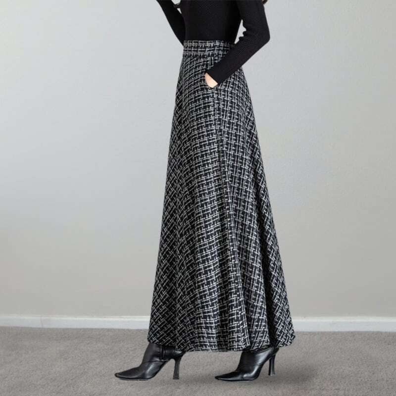 スカート レディース フレアスカート S M L XL 2XL 韓国 ロング丈 ツイード 大人可愛い きれいめ シンプル カジュアル 上品 お洒落 レトロ こなれ感 キュート ガーリー ルーズ クール