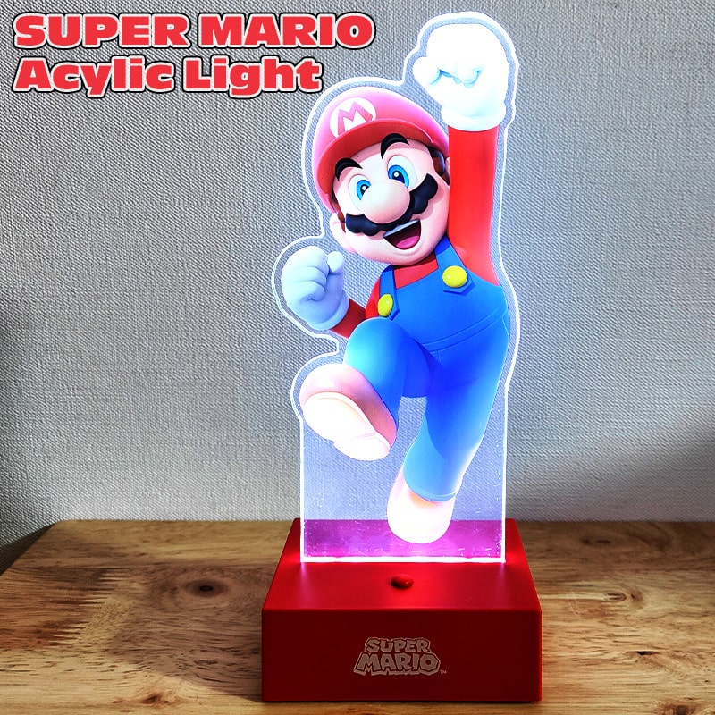 マリオ アクリルライト スーパーマリオ 光る 置物 雑貨 プレゼント ギフト ゲーム かっこいい キャラクター おもちゃ インテリア 部屋 バー カフェ