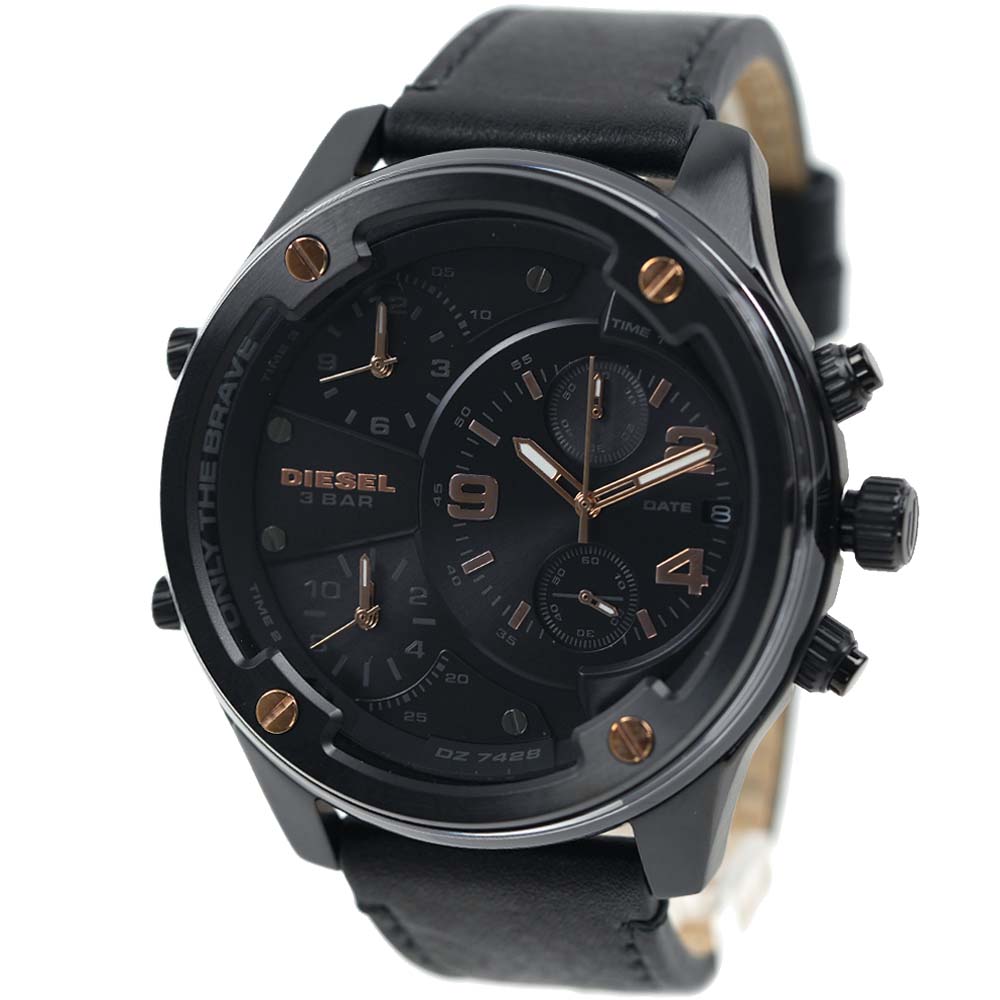 ディーゼル 腕時計 DIESEL メンズ レザーベルト ブラック ボルトダウン BOLTDOWN DZ7428