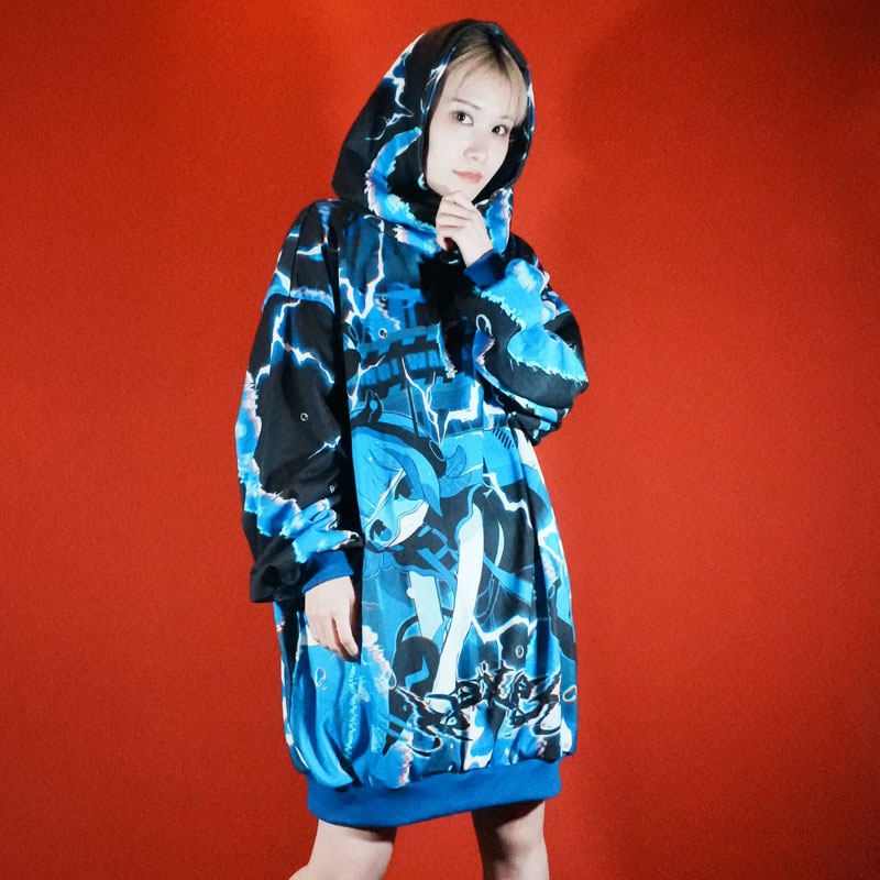 メンダコサイバー パーカー 長袖 原宿 原宿系 ファッション 天使界隈 天使 サイバー 電脳 深海 メンダコ ネイビー jr-579-132