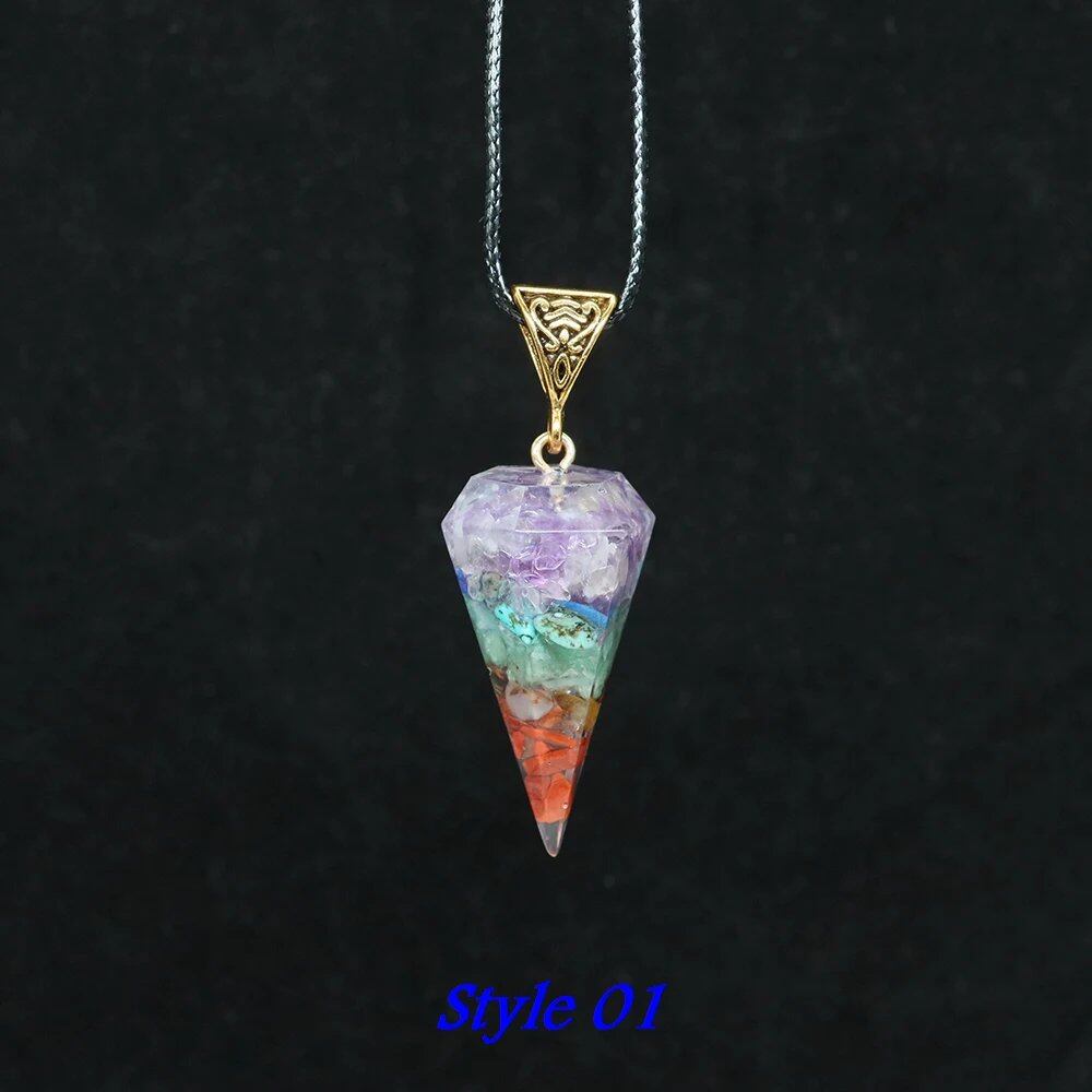 7チャクラストーン ペンダントネックレス レトロ チャクラヒーリング エネルギークリスタル 天然石ペンデュラム 女性用 ヨガ 瞑想 ギフト カラー：スタイル01 商品名：直径50mm 50個入り 6,401円