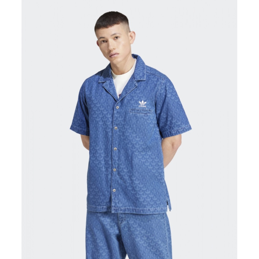 アディダスデニムモノグラムシャツ-ライトデニム/IX6731