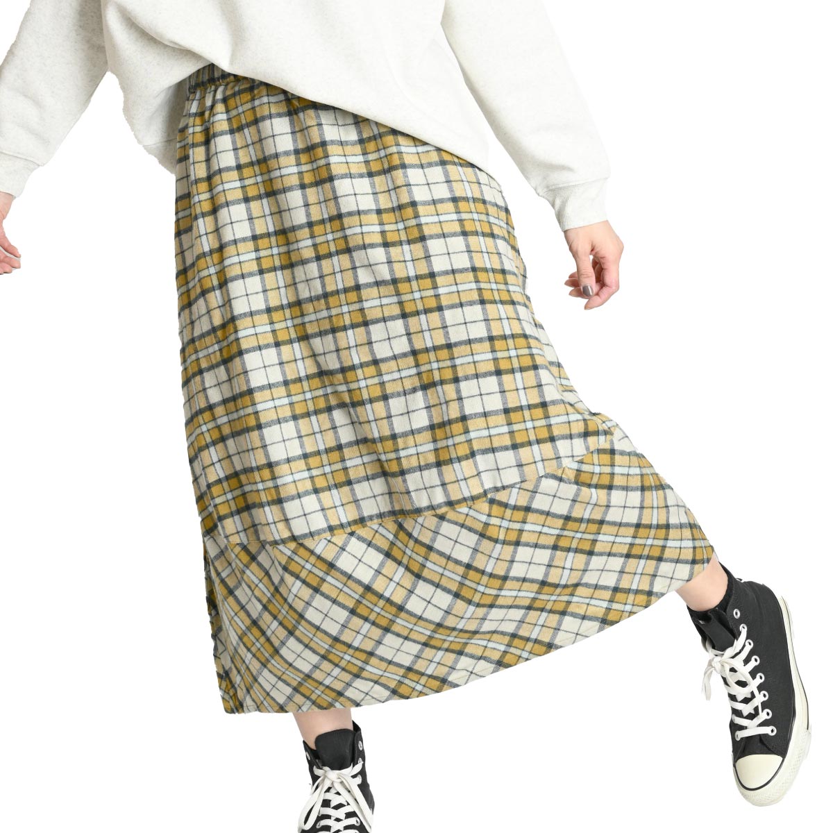 バルーンスカート レディース 丸みのあるふわっと感チェック柄バルーンスカート スカート ボトムス チェック柄 暖かい バルーン タータンチェック 裏地 軽い 秋