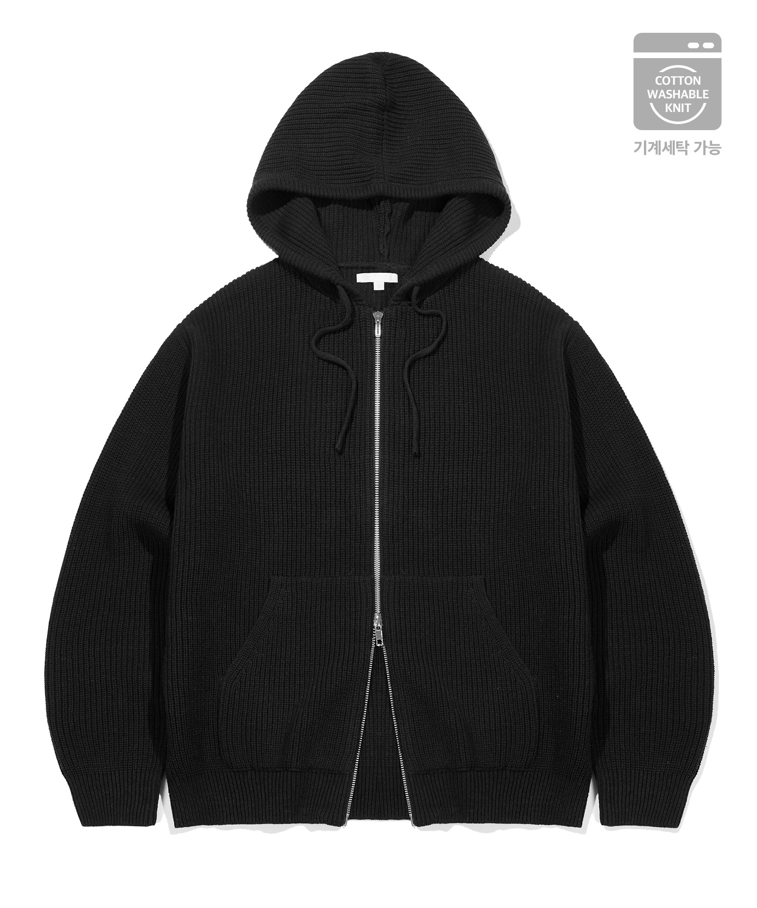 【KIIMUIR】 COTTON WASHABLE HACHI 2-WAY HOOD ZIP-UP KNIT : NAVY