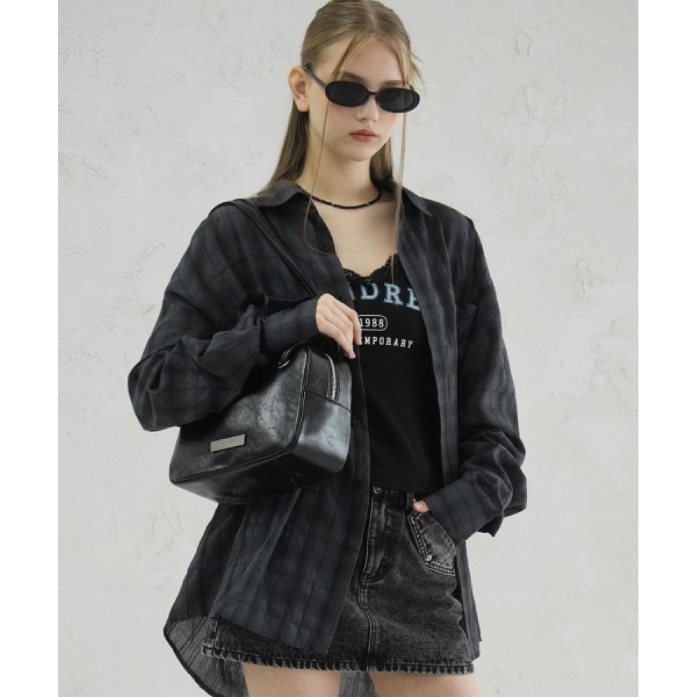 アヴァンドレススミスオーバーフィットチェックシャツチャコール