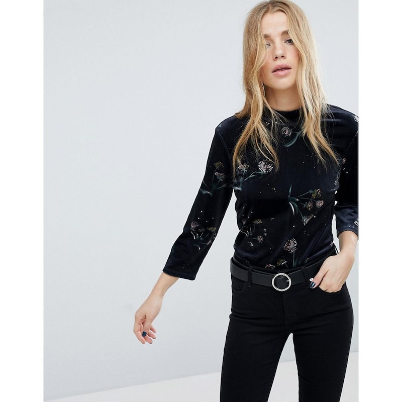 ヴィラ レディース トップス【Vila Velvet High Neck Floral Top】Multi ヴィラ レディース トップス【Vila Velvet High Neck Floral Top】Multi