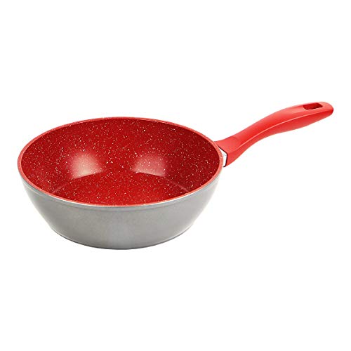 フレーバーストーン 24cm ディープパン 単品（レッド）焦げ付きにくい