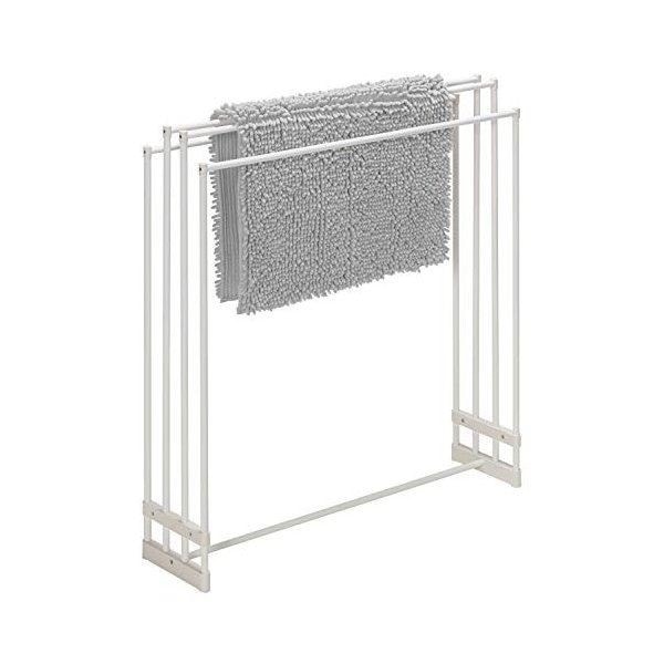 スリム バスタオルハンガー/バスタオル掛け ホワイト 幅79奥行20高さ85cm スチール 積水樹脂 脱衣所 洗面所