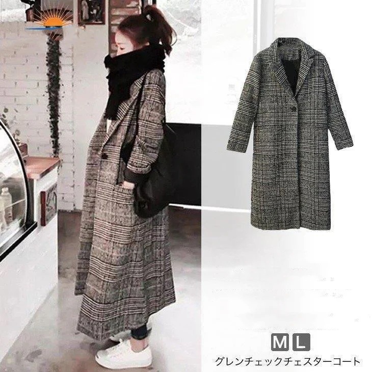 新作登場 ロングコート チェスターコート グレンチェック チェック柄