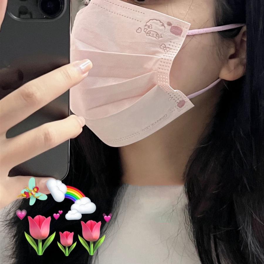 【20点セット】【急速出荷】マスク 100枚 不織布 使い捨てマスク 大人用 可愛い キャラクター 3層構造 個包装 花粉 ウィルス対策 イベント パーティー 学園祭 プレゼント ピンクマスク2071