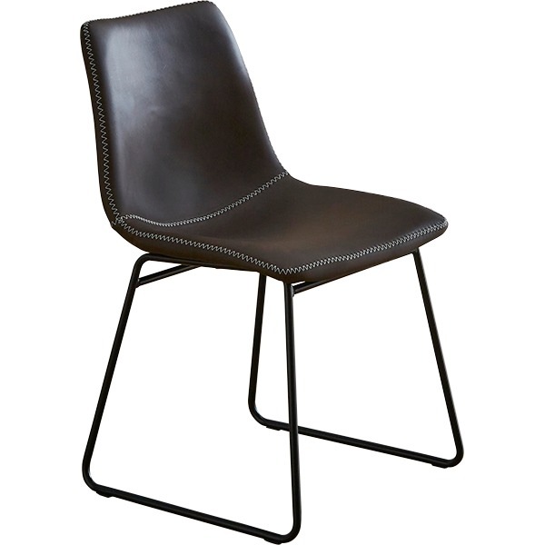 パーソナルチェア 2脚セット 約幅47.5cm ダークブラウン スチール脚 ヴィンテージレザー調 スクエアチェア 組立品 リビング