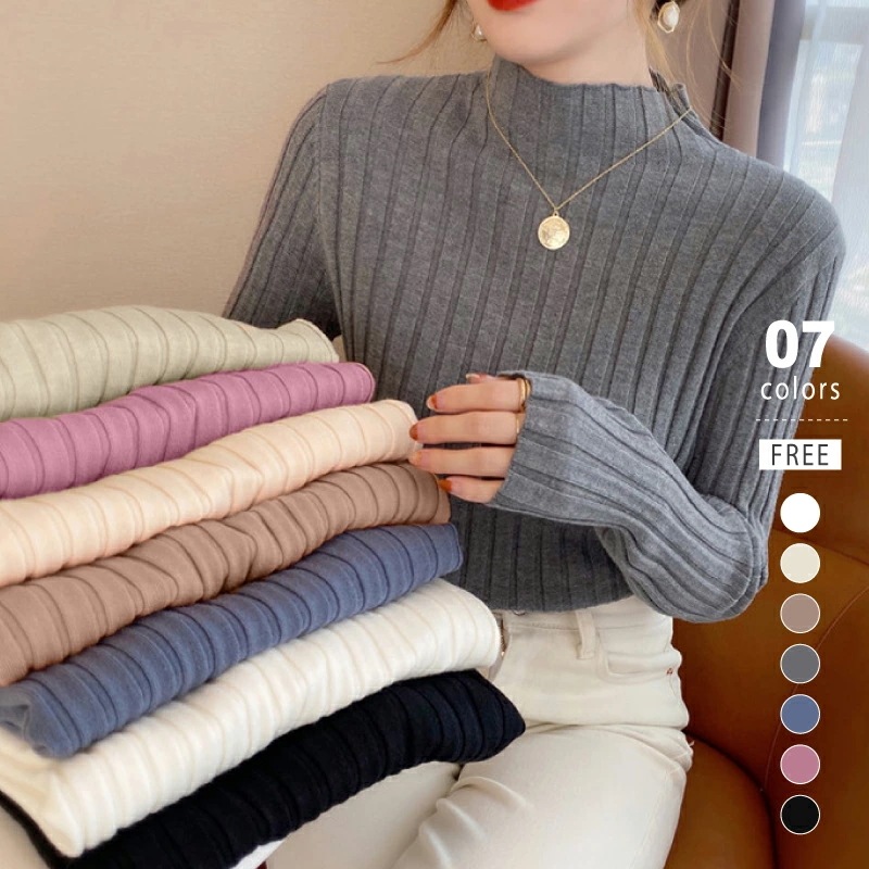 [迅速な配達][限時割!引!]ニット セーター レディース リブニット ハイネック 長袖 トップス ニットトップス ニットセーター リブ プルオーバー シンプル 着回し オフィス オフィスカジュアル