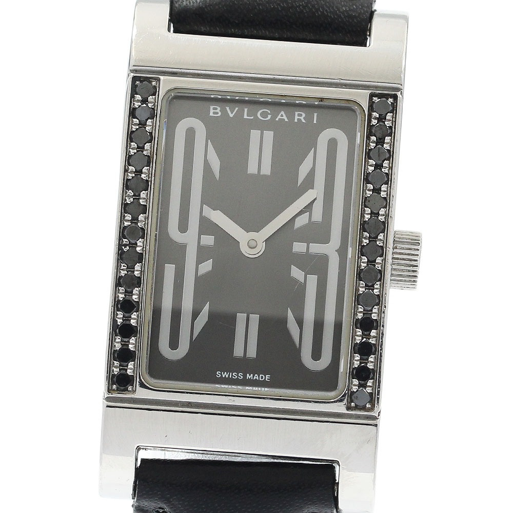 ブルガリ BVLGARI RT39S レッタンゴロ ブラックダイヤモンド クォーツ レディース _934419【中古】