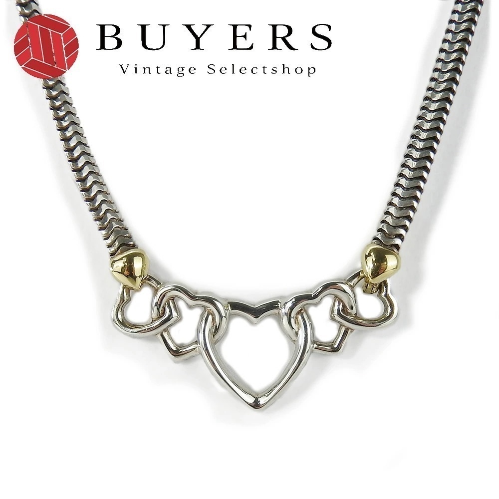 中古 ティファニー ネックレス ペンダント ハート K18 YG 750 925 ゴールド シルバー 約21.4g ジュエリー アクセサリー 普段使い レディース 女性 TIFFANY＆Co. jew