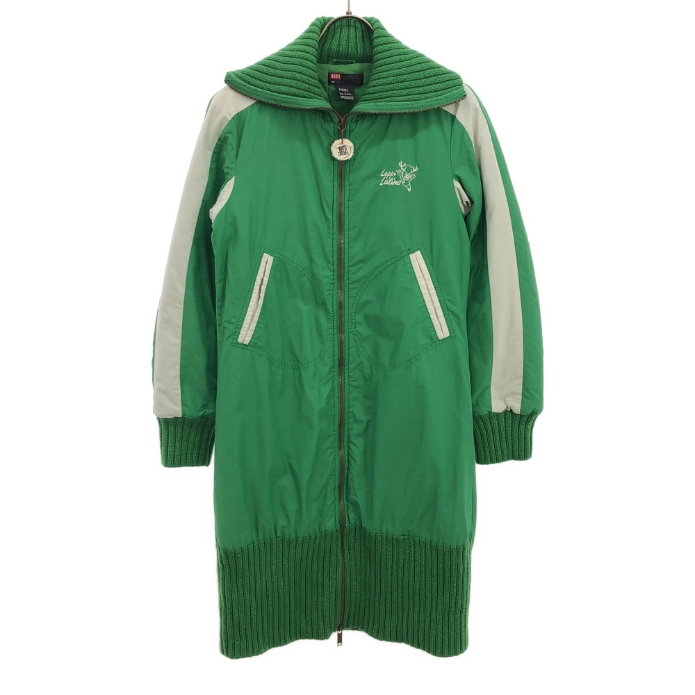 刺繍 ブルゾン コート S グリーン 裏キルティング レディース 5,114円