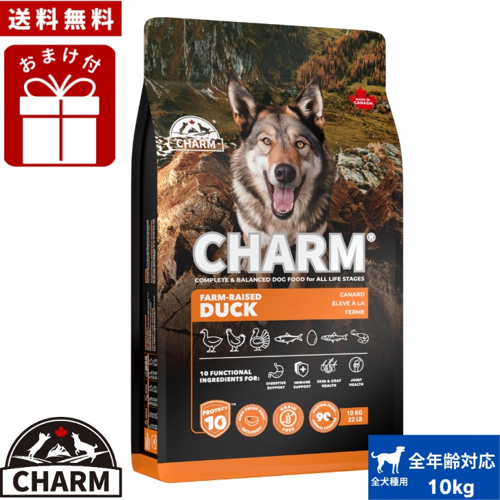 CHARM チャーム ファームレイズドダック ドッグフード 10kg 正規品 ペットフード 犬のごはん 犬のご飯 穀物不使用 無添加 ペット用品 ペット 犬用 超小型犬 小型犬 中型犬 大型犬