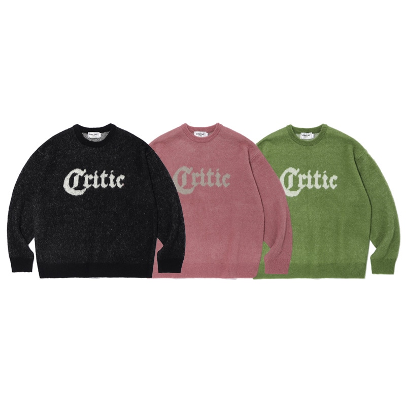 [andTEAM ハルア 着用] GOTHIC HAIRY KNIT 韓国 アイドル セーター 冬 レディース メンズ 大きいサイズ ゆったり ピンク