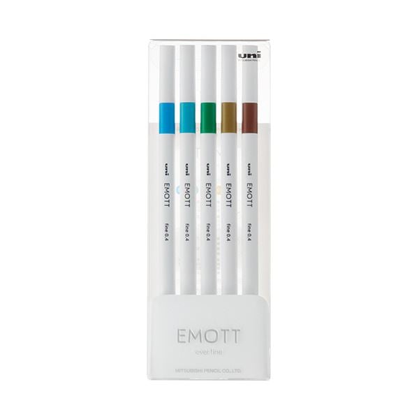 (まとめ）三菱鉛筆 水性サインペン EMOTT5色セット No.4 アイランドカラー PEMSY5C.NO4 1パック(×10セット)