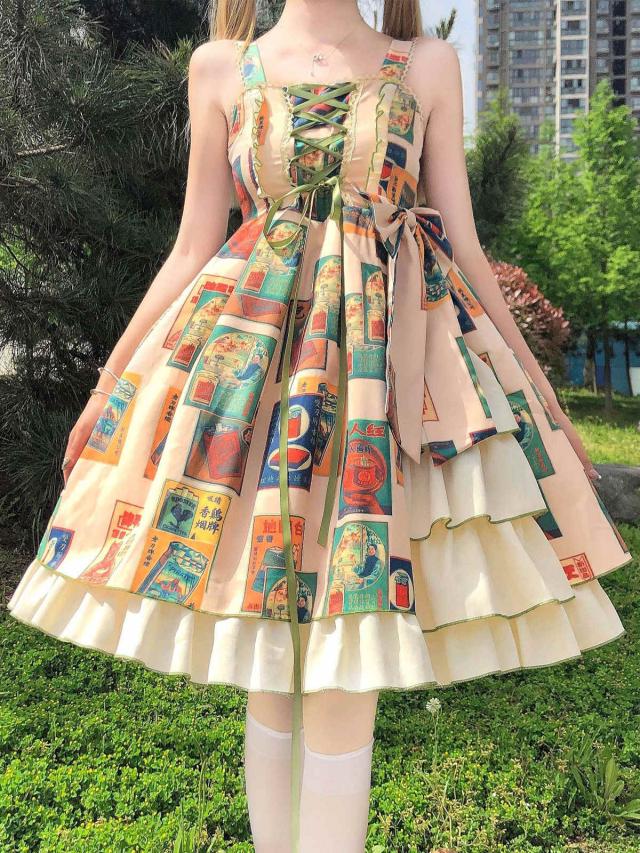 【短納期】Sweet LolitaJSKドレスノースリーブフリルポリエステルSweetLolitaジャンパースカート