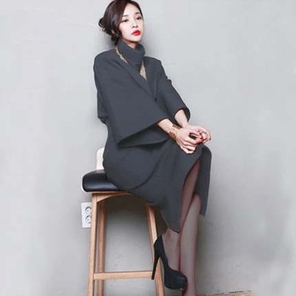 Hot!!!セットアップ レディース 秋冬 スカート フォーマル トップス コート ショート丈 ポンチョ マント