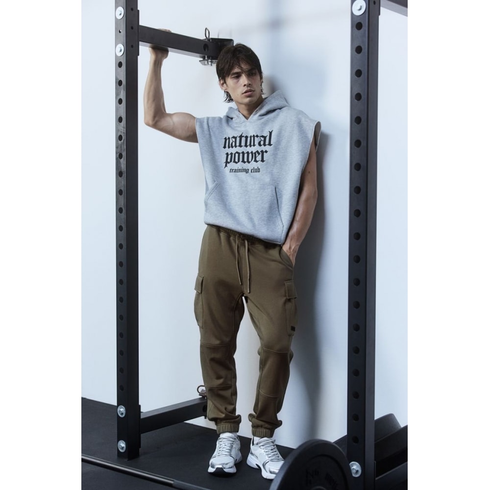 H&M ドライムーブコットンカーゴジョガーパンツカーキグリーン