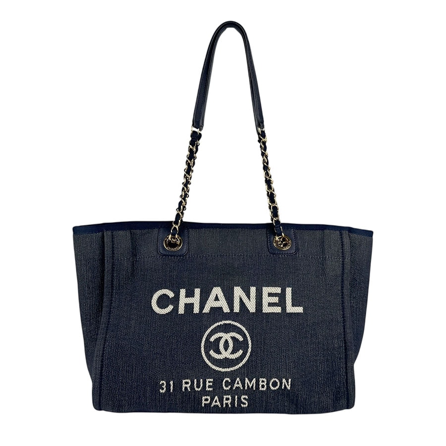 シャネル CHANEL ショルダーバッグ ドーヴィルMM キャンバス ネイビー レディース z6650