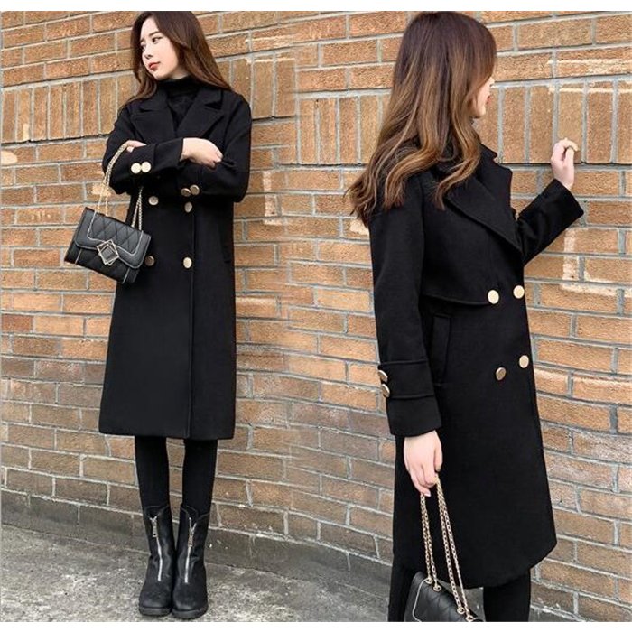 チェスターコート ロング丈 レディース 秋 冬 ラシャ コート アウター 黒 ウール混コート ロング