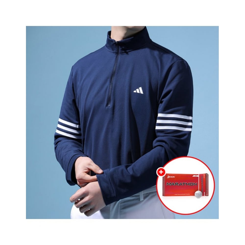 アディダスゴルフアディダス SS スリースタークォータージップメンズロングスリーブ T シャツ IS7132 IU4504+ Srixon 15 ボールゴルフボール