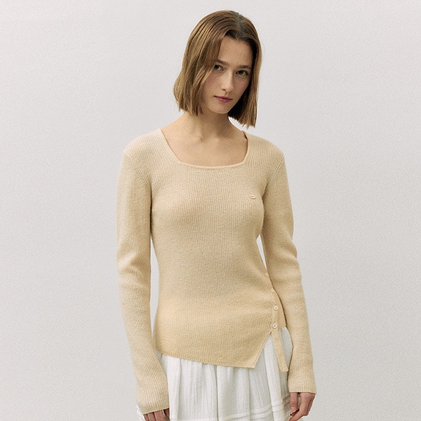 MOHAIR BLENDED BUTTON KNIT IVORY