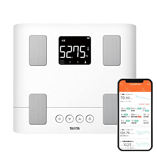 タニタ 体重計 体組成計 スマホ 50g バックライト ホワイト BC-332L WH スマホでデータ管理 立てかけ収納OK