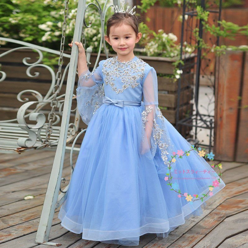 子供ドレス ピアノ発表会 青 安い キッズドレス ロングドレス 入園式 子どもドレス 結婚式 ワンピ
