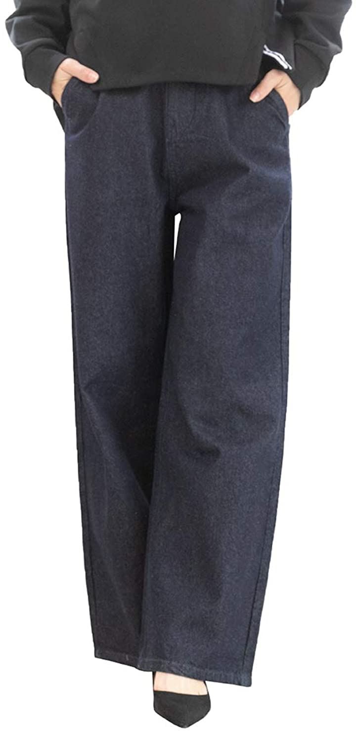 OW ゆったり ワイド ベイカー パンツ 大きい サイズ 女の子 冬 おおきい おしゃれ かわいい きれいめ カジュアル セクシー ファスナー 大人 秋(ワンウォッシュネイビー, LL)