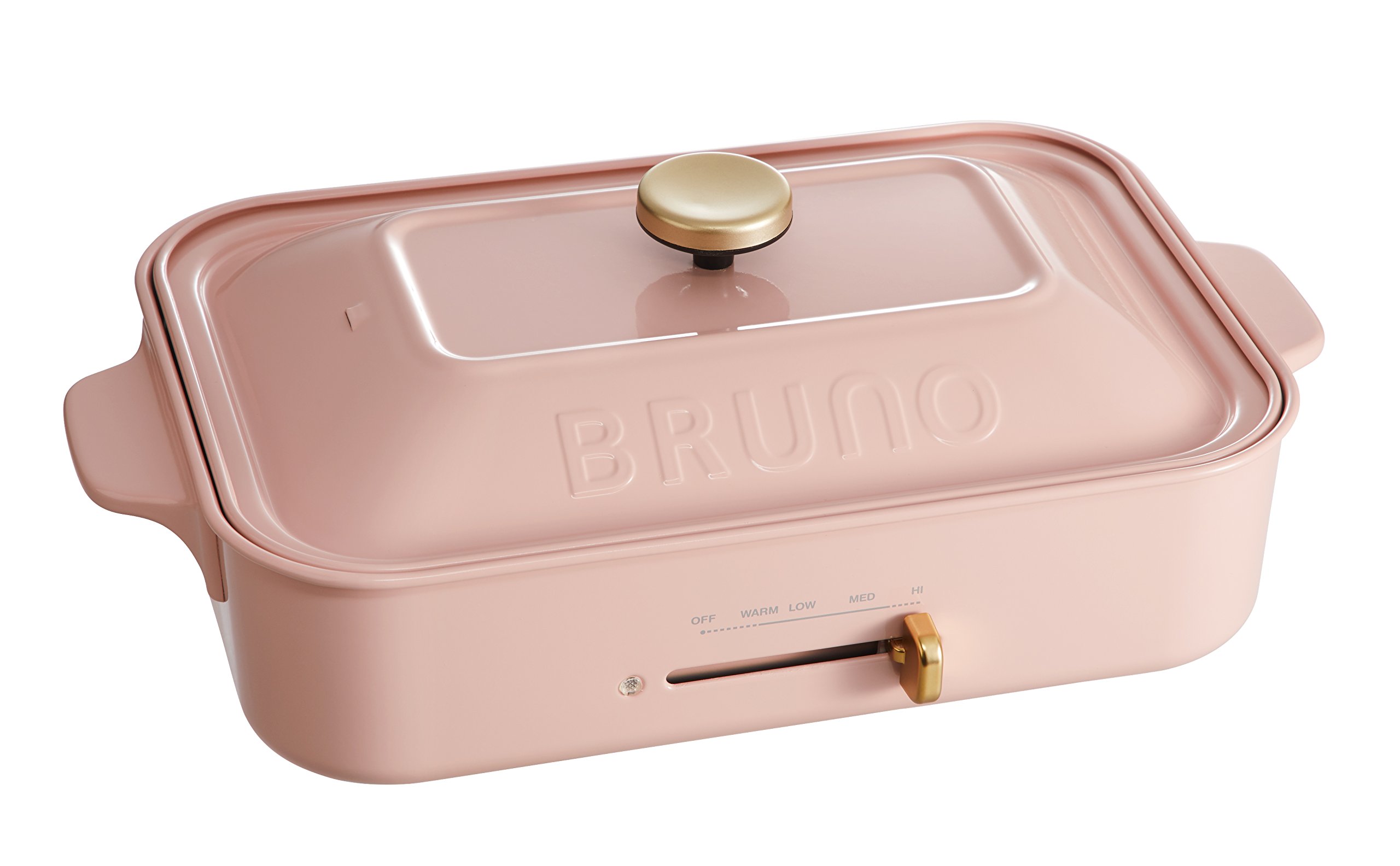 BRUNO ブルーノ コンパクトホットプレート 本体 プレート2種 (たこ焼き 平面) ペール ピンク Pink 桃 おしゃれ かわいい これ1台 一台 蓋 ふた付き 1200w 温度調節 洗いやすい
