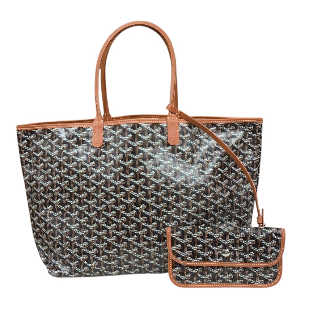 ゴヤール サンルイPM トートバッグ PVCコーティングキャンバス ブラウン GOYARD 中古 美品