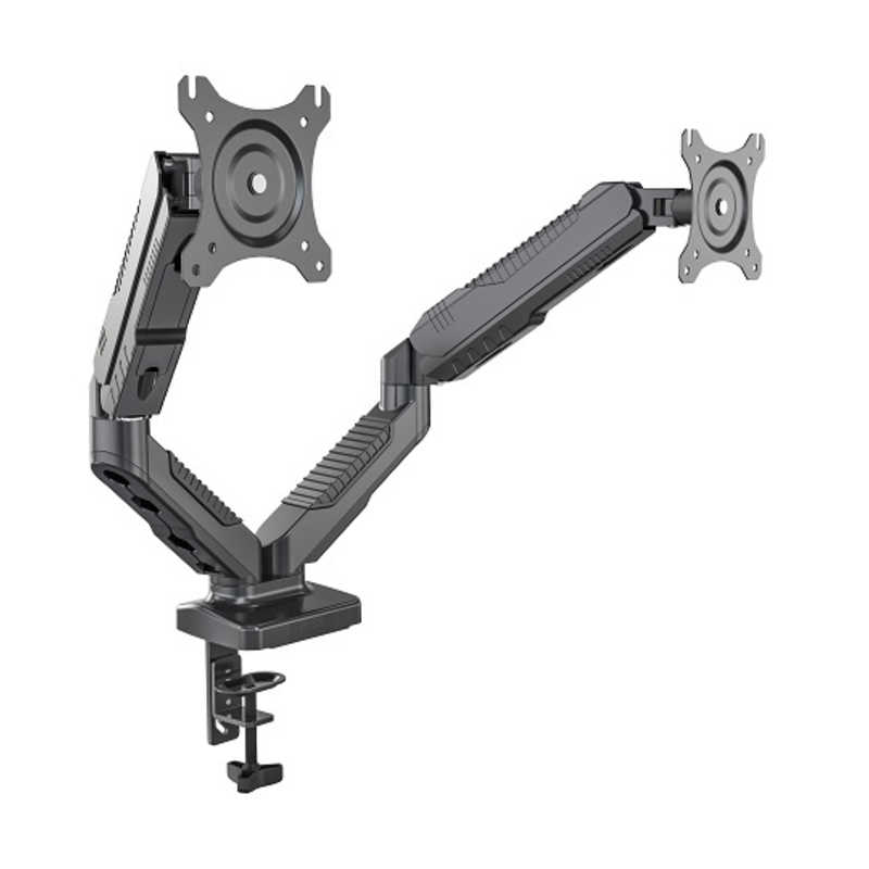 JAPANNEXT　デュアルモニターアームガス式液晶ディスプレイアーム クランプ対応 15-32インチ対応 耐荷重2-6.5kg 2画面 4軸 垂直 水平 多関節　JN-GC24V