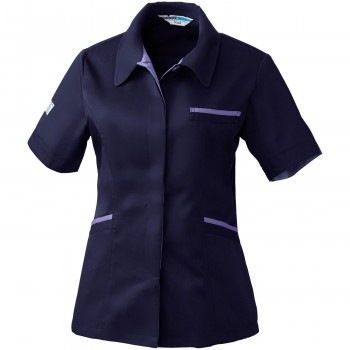 桑和 422 レディース半袖スモック 6Lサイズ ネイビー（1）