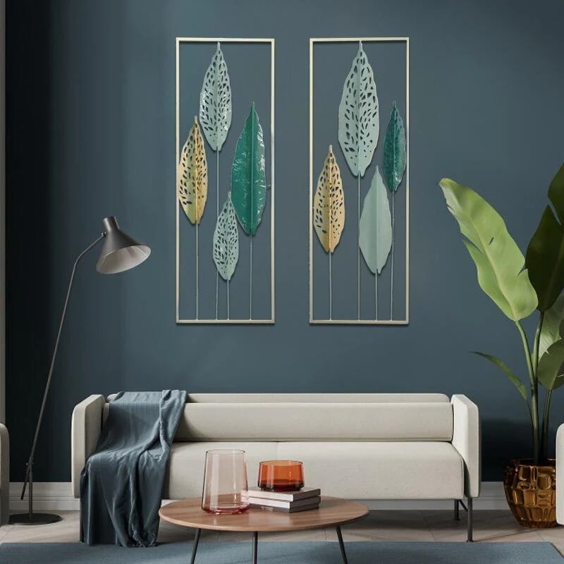 アイアン 壁飾り 2点セット ペア インテリア 壁掛け ウォールデコレーション アートパネル ウォールアート 金属 植物 花 リーフ アートフレーム おしゃれ モダン ウォールデコ アイアンの壁飾り