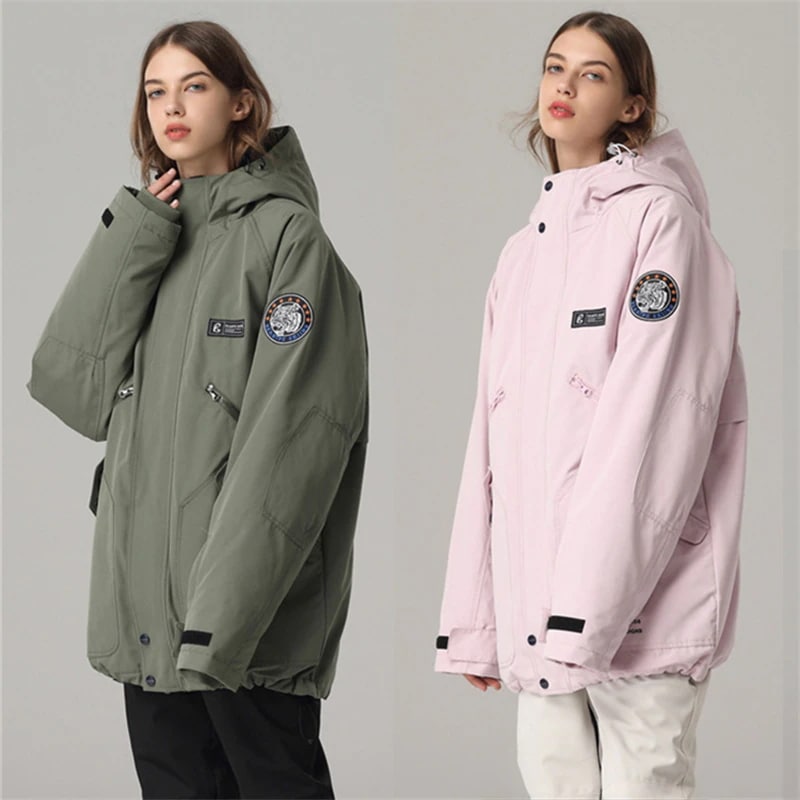 スノーボードウェアスキーウェアスノボウェアジャケットメンズレディース2023耐水10000mmフード付き韓国風ハイネックアウター保温防水防寒防風通気