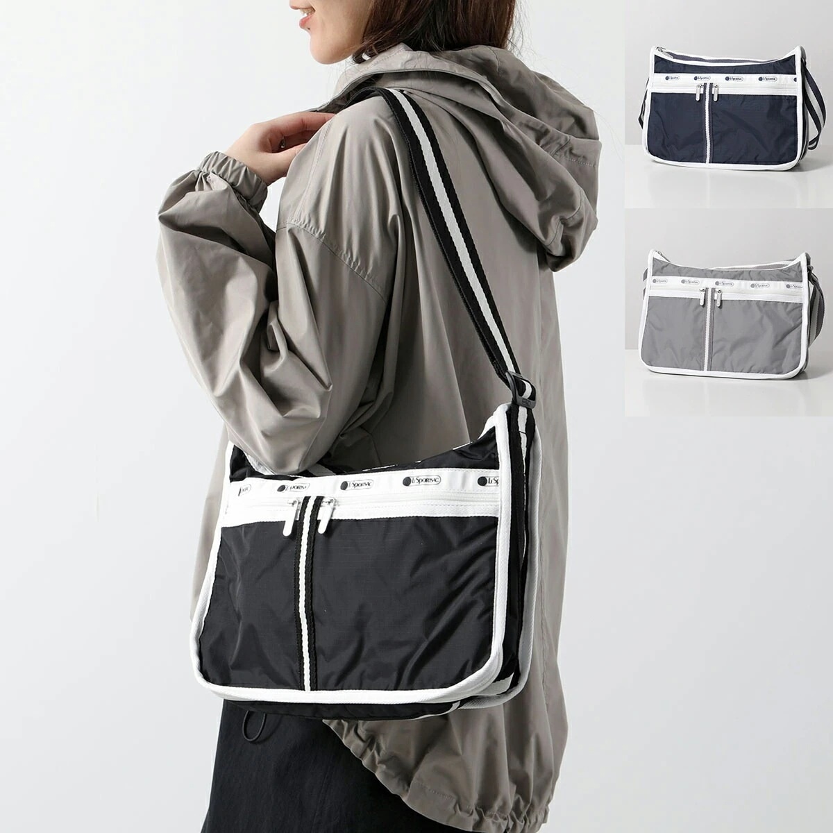 LeSportsac レスポートサック ショルダーバッグ DELUXE EVERYDAY BAG 7507 レディース ナイロン ライン 鞄 カラー3色