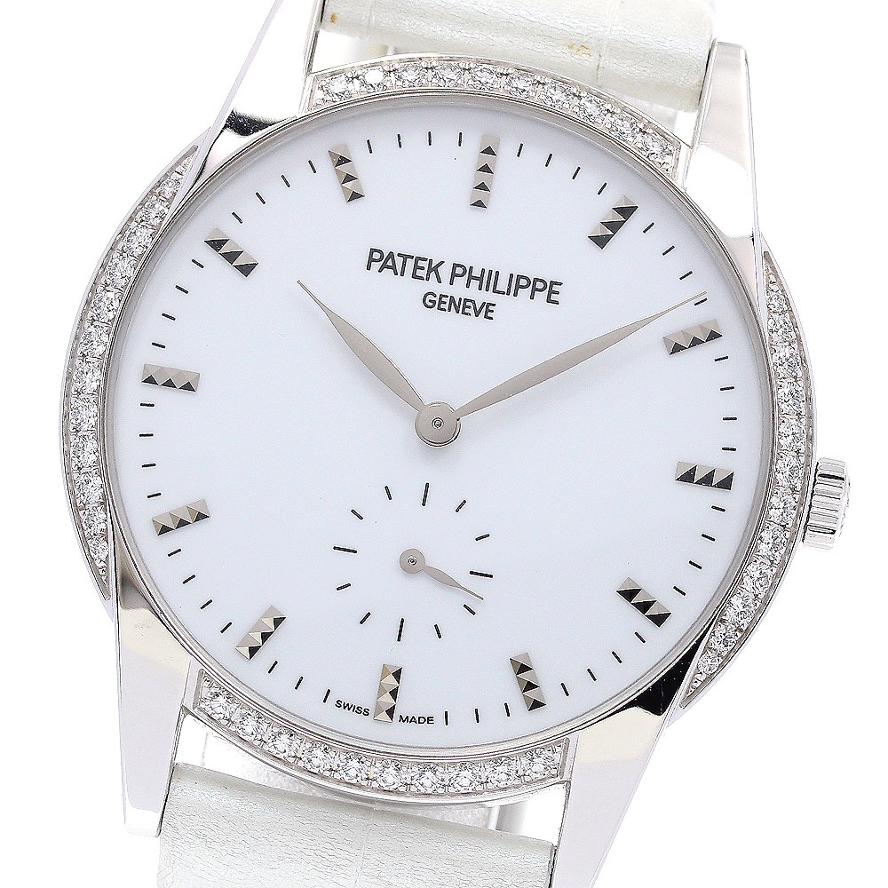パテックフィリップ PATEK PHILIPPE 7122/200G カラトラバ K18WG ダイヤベゼル 手巻き レディース _823383【中古】